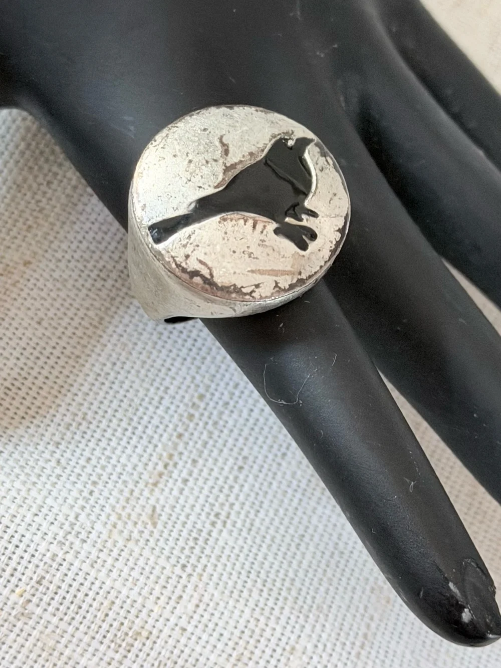Silver Bird Signet Ring - size 8